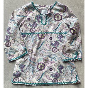 Little English blue purple Paisley tunic dress 6x EUC